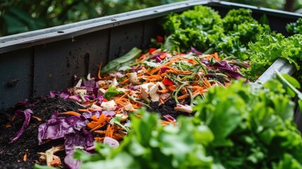 composting bin filled with organic food scraps, illustrating eco-friendly methods to combat food waste on food waste day