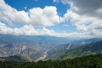 Fototapeta na wymiar Aerial view of the Chicamocha Canyon, a spectacular mountain scenery Colombia