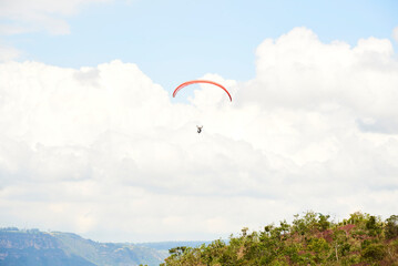 Extreme tourism: paragliding over the Colombian Andes, Chicamocha Canyon area.