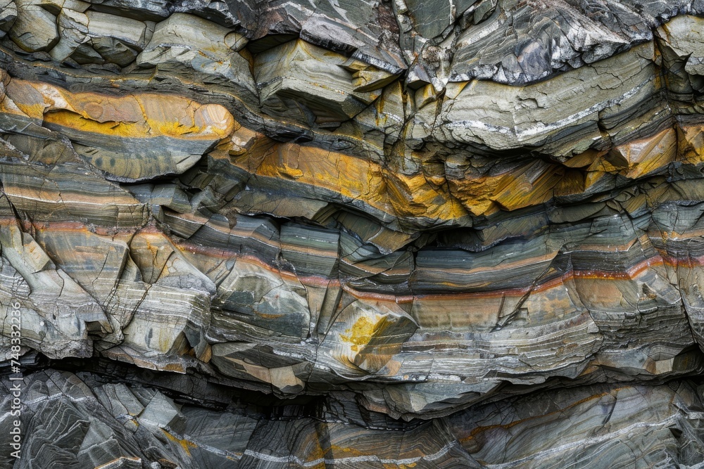 Poster Close-up of detailed rock layers and patterns showing geological time and erosion