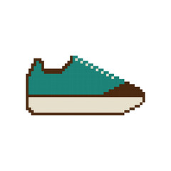 Sneakers isolated on white background. Vector illustration. Pixel art.