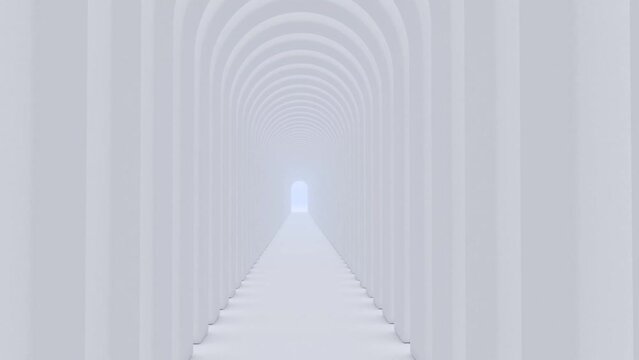 Grey tunnel arcs blue fog move ping pong endless