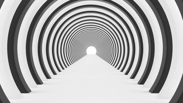 Tunnel white black circle move forward and back