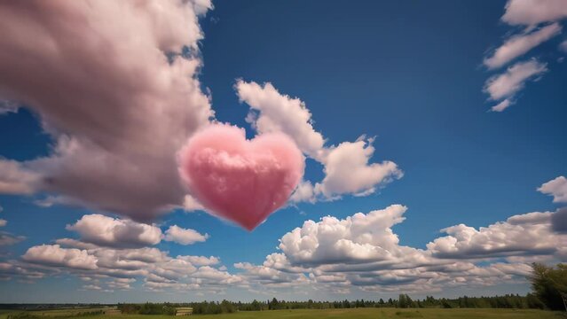 Pink cloud in the form of a heart  