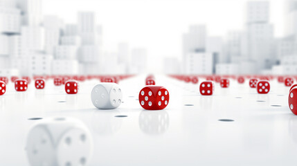 White and red dice. Game concept.
