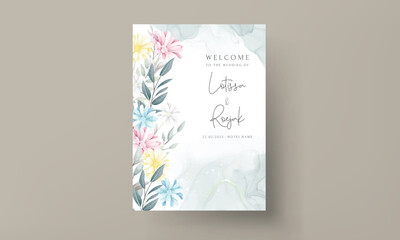 beautiful daisy flower hand drawn wedding invitation card