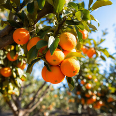 delicious oranges on tree