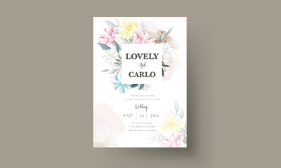 beautiful daisy flower hand drawn wedding invitation card