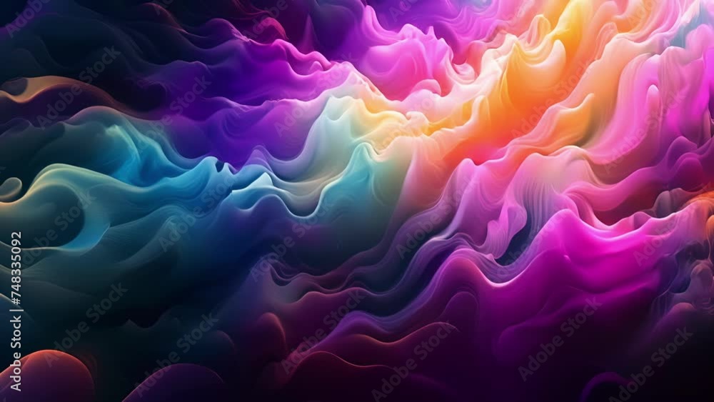 Poster a mesmerizing mist of iridescent hues undulating and shifting like a luminous cloud.