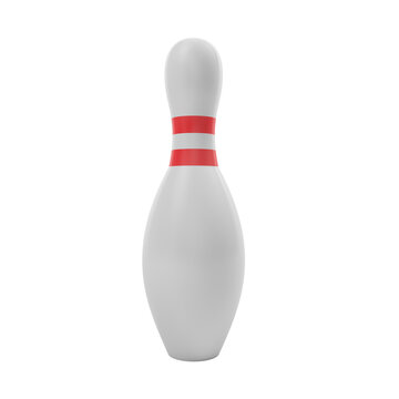 Bowling pin. Isolated. Transparent background. 3d illustration. 