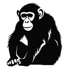 Chimpanzee black Silhouette vector.