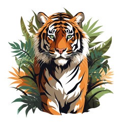 Illustration eines Tigers im Dschungel Vektor isoliert transparent hintergrund