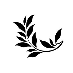 Laurel Branch Icon, Minimal Twig Symbol, Leaves Silhouette, Tree Branches Shape, Herbs, Plant Leaf