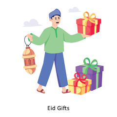 Eid Gifts Flat Style Design Vector illustration. Stock illustration