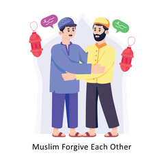 Muslim Forgive Each Other Flat Style Design Vector illustration. Stock illustration