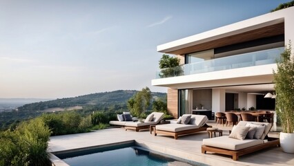 Modern villa with a rooftop terrace, providing panoramic views and an ideal space for outdoor entertainment