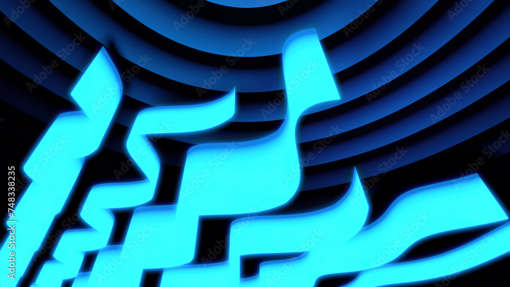 Aufkleber abstract background with folded textile layers levitating. design. waving drapery with circles behin