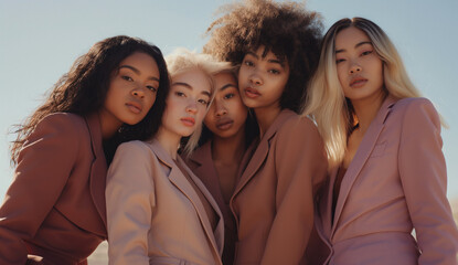 Obraz premium Portrait of a group young multiracial women standing together 
