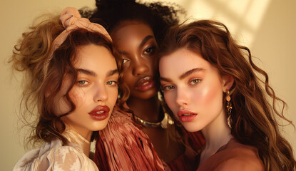 Obraz premium Portrait of a group young multiracial women standing together 