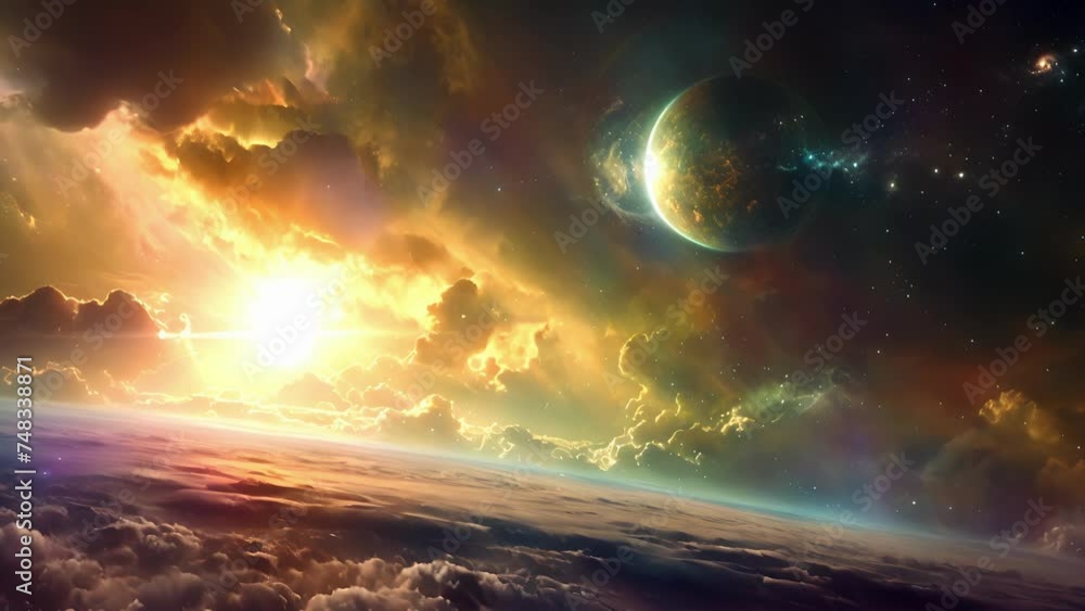 Poster like a celestial tide the solar winds sweep across the universe with a calming yet steadfast rhythm 