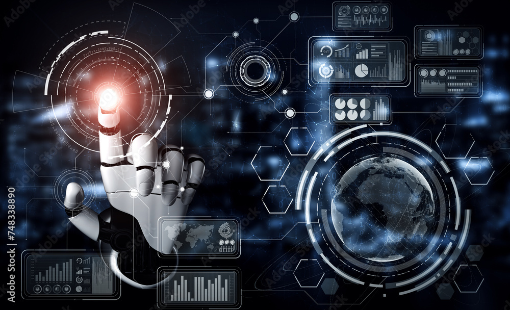 Poster xai artificial intelligence ai research of robot and cyborg development for future of people living.