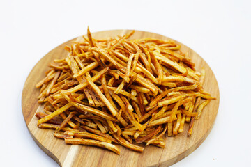 Crispy banana sticks. Fruit snack