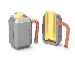 3D illustration of can beer holder face isolated on white background
