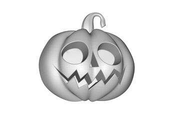 3D illustration of pumpkin face isolated on white background	
