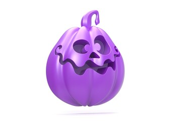 3D illustration of pumpkin face isolated on white background	