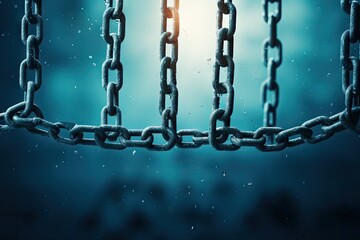 Old Hanging Chains Texture Background, Broken Chain Links Mockup, Thick Metal Chain