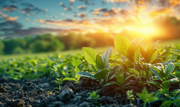 Environmentally friendly products grown on a sunny farm using eco friendly practices agriculture and agro business with selective focus