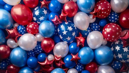 Fototapeta na wymiar united states of america fourth of july backgrounds with various shaped balloons Generative AI
