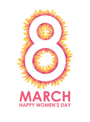 Floral illustration for international women's day. Illustration on the theme of March 8th for greeting cards and other ideas.