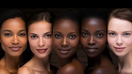 Obraz premium Diverse group of beautiful women with natural beauty and glowing skin