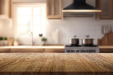 A wooden table or surface for products against the background
