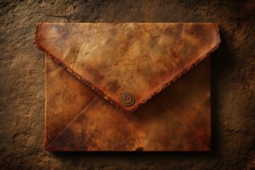 a brown envelope with a button