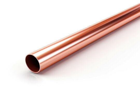 thin copper pipe isolated on white background