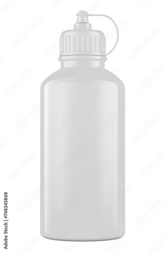 Poster white squeeze bottle with nozzle cap. 3d rendering isolated on transparent background