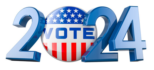 United States presidential election 2024, 3D rendering isolated on transparent background - obrazy, fototapety, plakaty