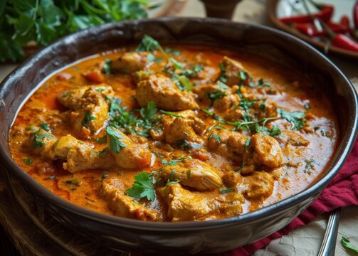 a bowl of chicken curry