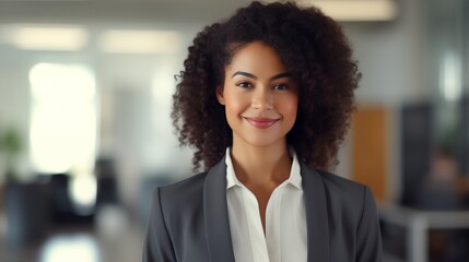 portrait of black female manager smiling in office