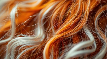 close up of a red and white hair