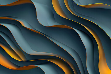 Abstract 3D background in the form of matte stripes and waves, texture 3D background of yellow and khaki waves