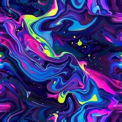 Flowing Neon Paint Seamless Pattern, Liquid Acrylic Flowing Texture Background Tile, Fluid Colors
