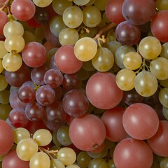 Grape Grapes Fruit Food Fresh Texture healthy eating. A vibrant cluster of glossy grapes, showcasing colors of green, red, and purple