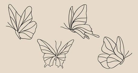 Butterfly Line Art Bundle | Elegant Abstract Butterflies