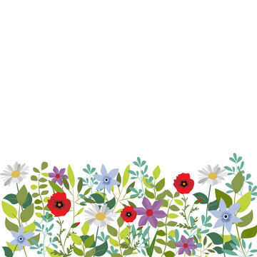 Fondo con cenefa de flores variadas.