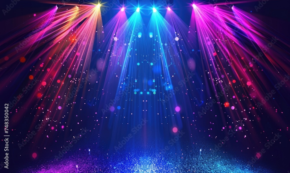 Poster Colorful disco party light spots background