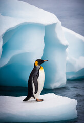 Fototapeta premium An emperor penguin on an iceberg in Antarctica
