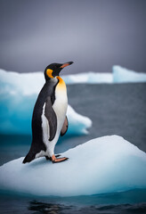 Fototapeta premium An emperor penguin on an iceberg in Antarctica